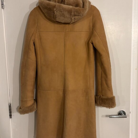 Ferrara Italy tan suede shearling lined coat - Picture 4 of 6